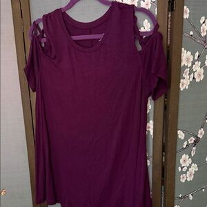Lane Bryant Plum Cold Shoulder Tee